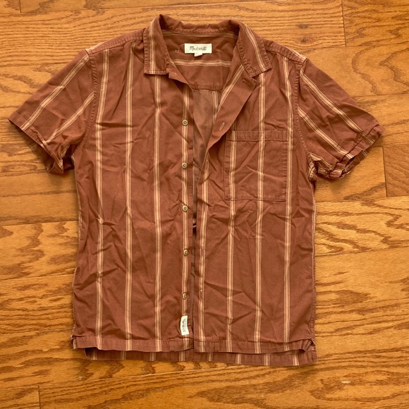 Madewell Other - Madewell Men’s Burn Orange Striped Short Sleeve Button Up